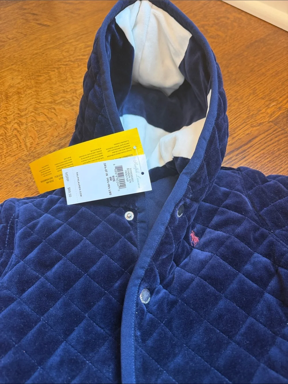 Ralph Lauren French Navy Quilted Hooded Baby Snowsuit NWT 6M